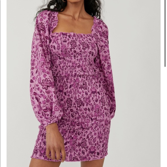 Free People Smock It To Me Mini Dress Azalea Combo - Picture 1 of 5